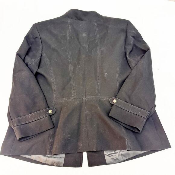 Tahari Navy Style Black Zip-Up Blazer Gold Button Size 20W - Picture 2 of 5